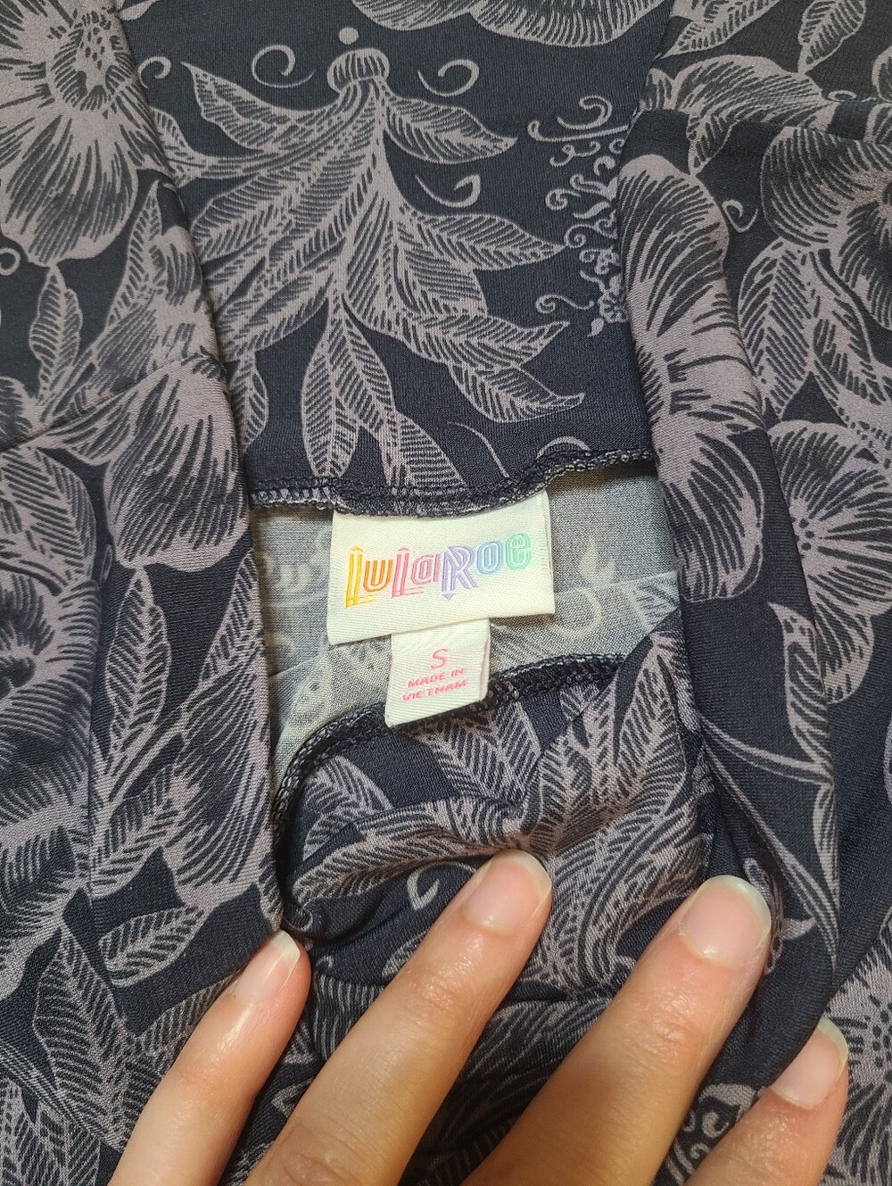 LuLaRoe Maxi Skirt Dress Navy Floral Slinky - Picture 3 of 4